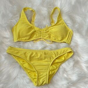 Xhilaration yellow ribbed bikini set